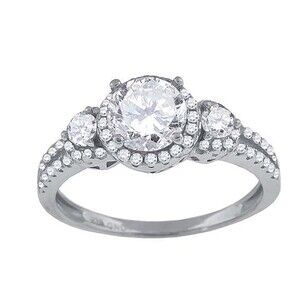 925 Sterling Silver Womens Cubic-Zirconia Fashion Engagement Ring Size 8